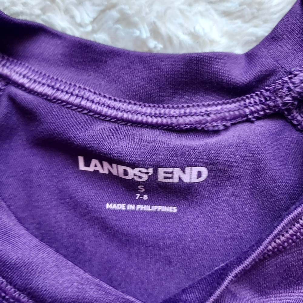 Lands' End Deep Purple Crewneck Rash Guard Small 7/8 - Picture 2 of 3